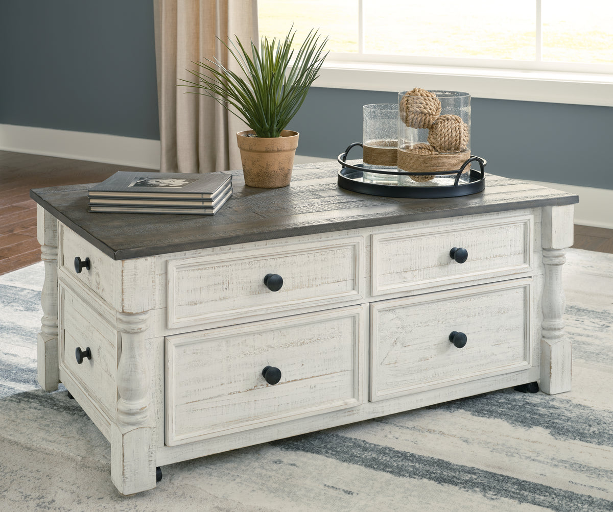 3 Brothers Decor - Ashley Furniture - Havalance Lift-Top Coffee Table - Lift Top Cocktail Table / White/Gray - T994-20
