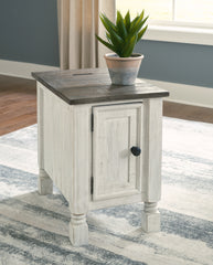 3 Brothers Decor - Ashley Furniture - Havalance Chairside End Table - Chair Side End Table / White/Gray - T994-7
