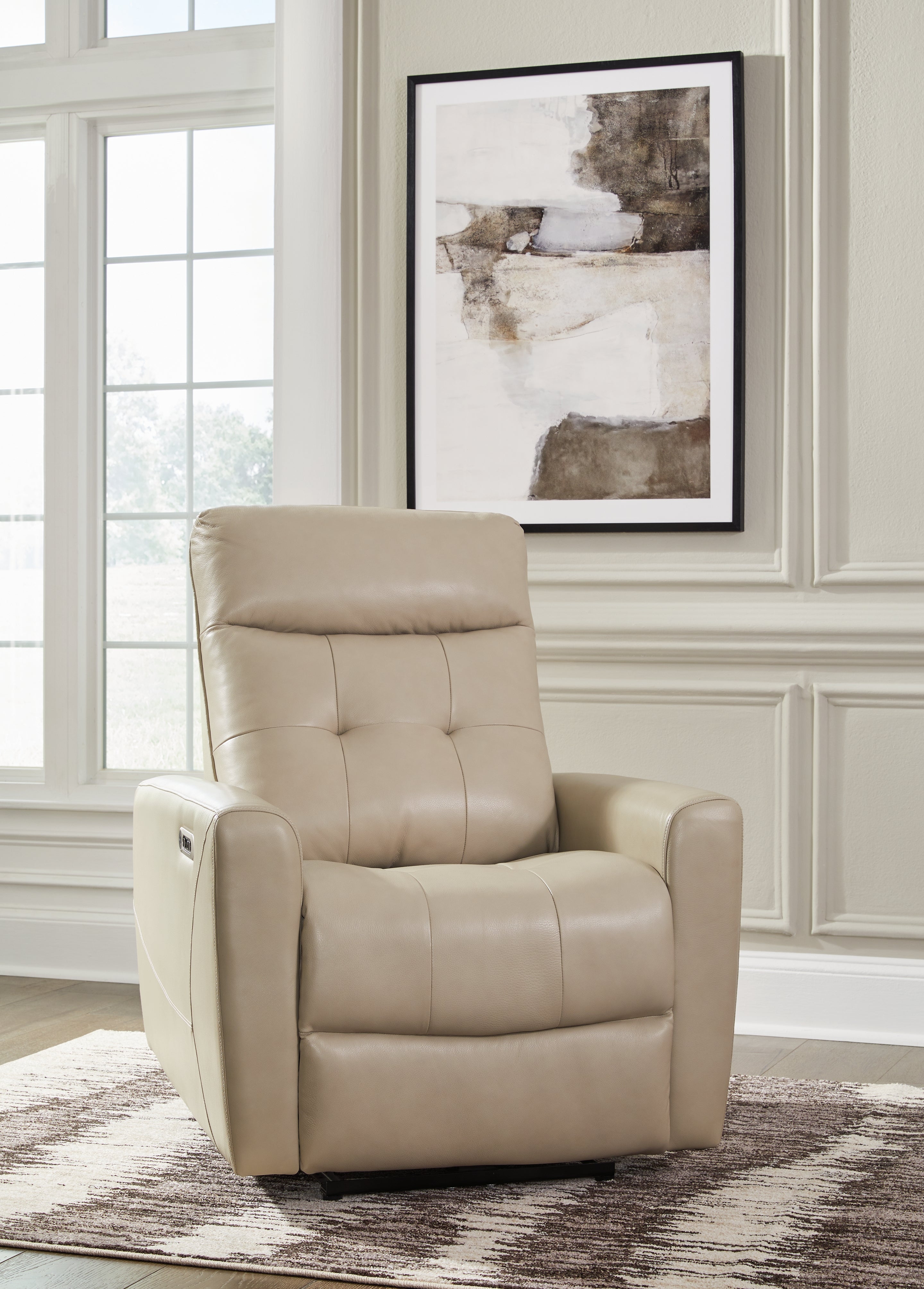 3 Brothers Decor - Ashley Furniture - Pisgham Living Room - PWR Recliner/ADJ Headrest / Sand - U1050313