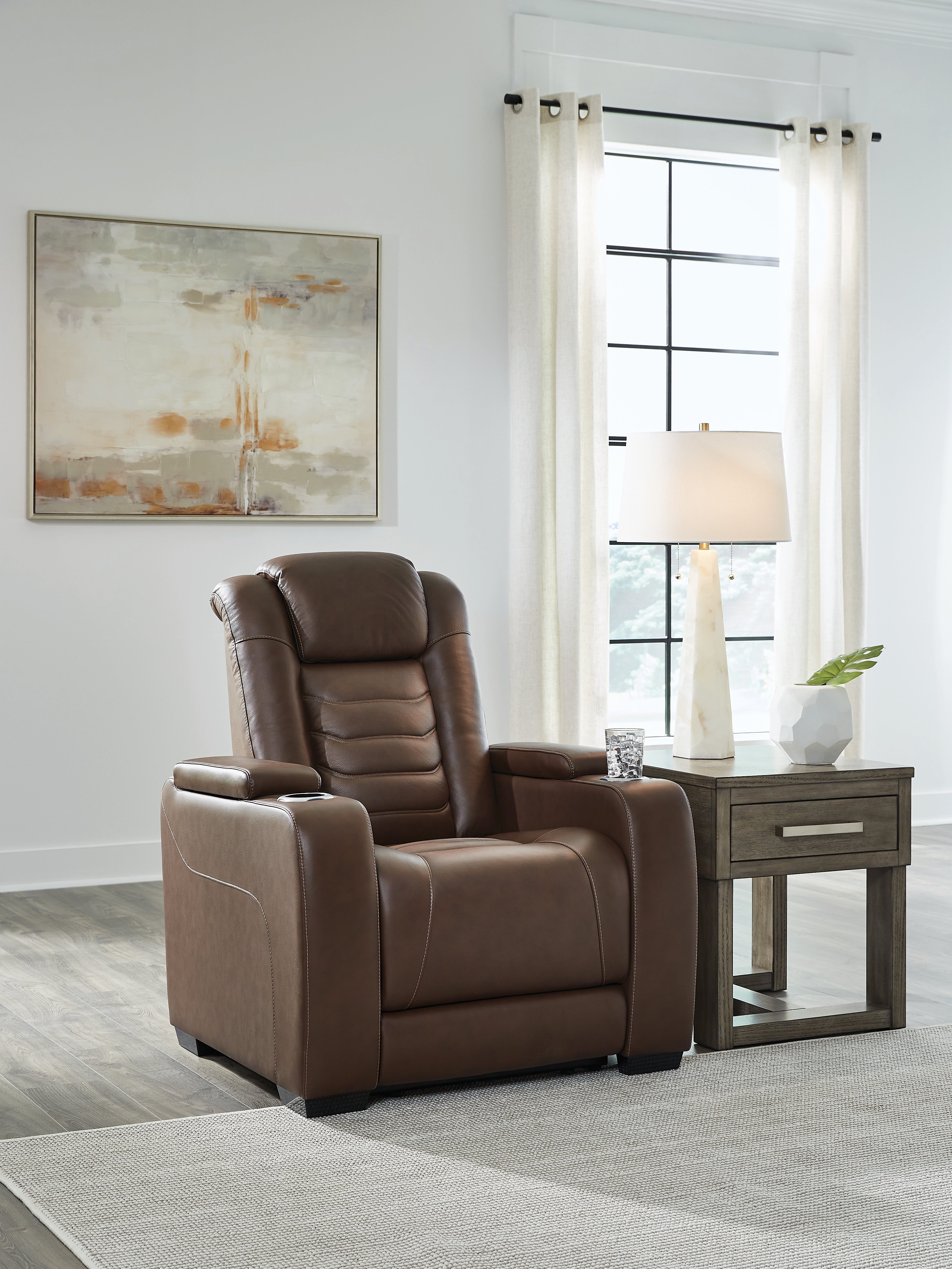 3 Brothers Decor - Ashley Furniture - High Impact Living Room - PWR Recliner/ADJ Headrest / Tobacco - U1060113