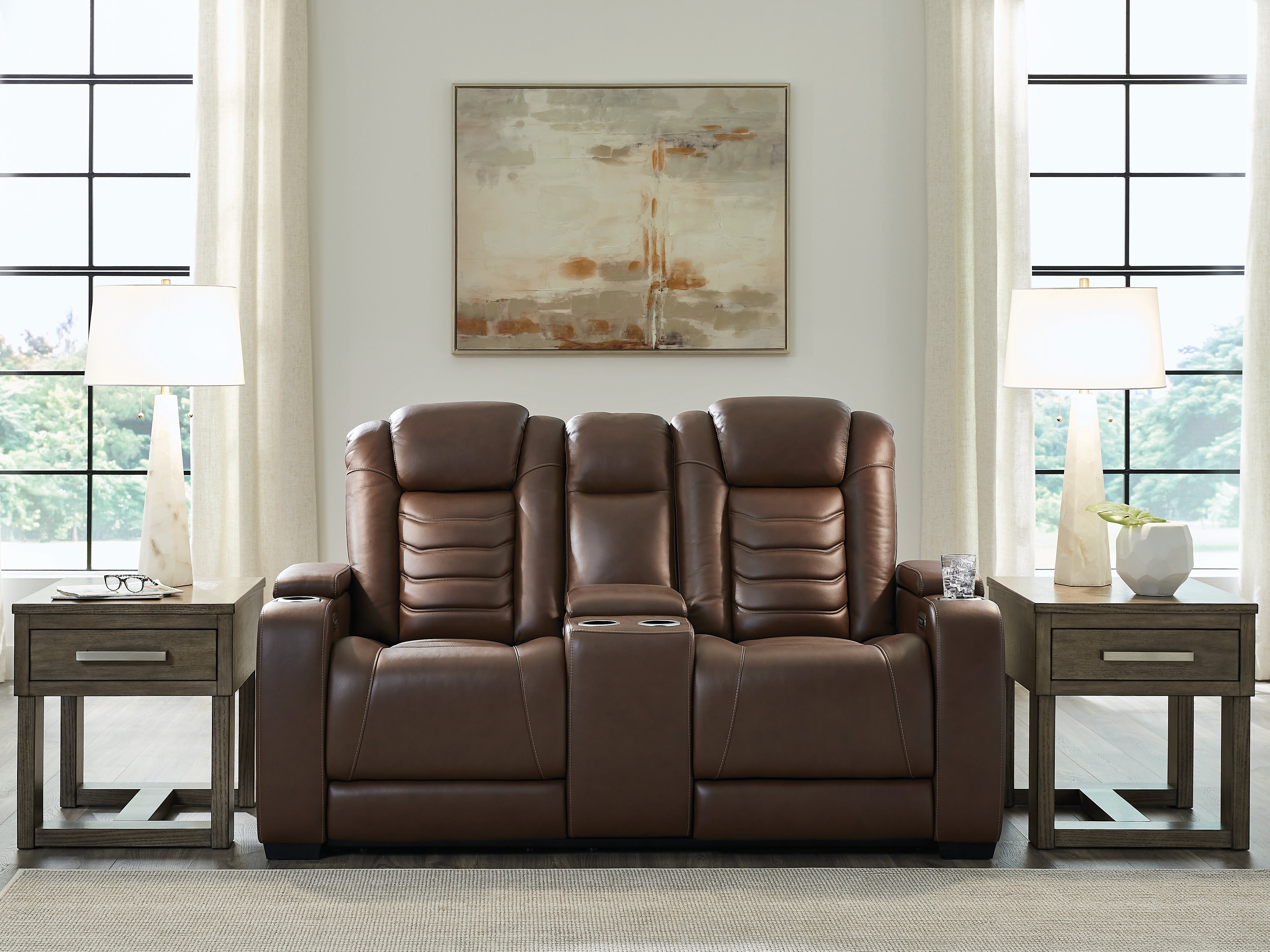 3 Brothers Decor - Ashley Furniture - High Impact Living Room - PWR REC Loveseat/CON/ADJ HDRST / Tobacco - U1060118