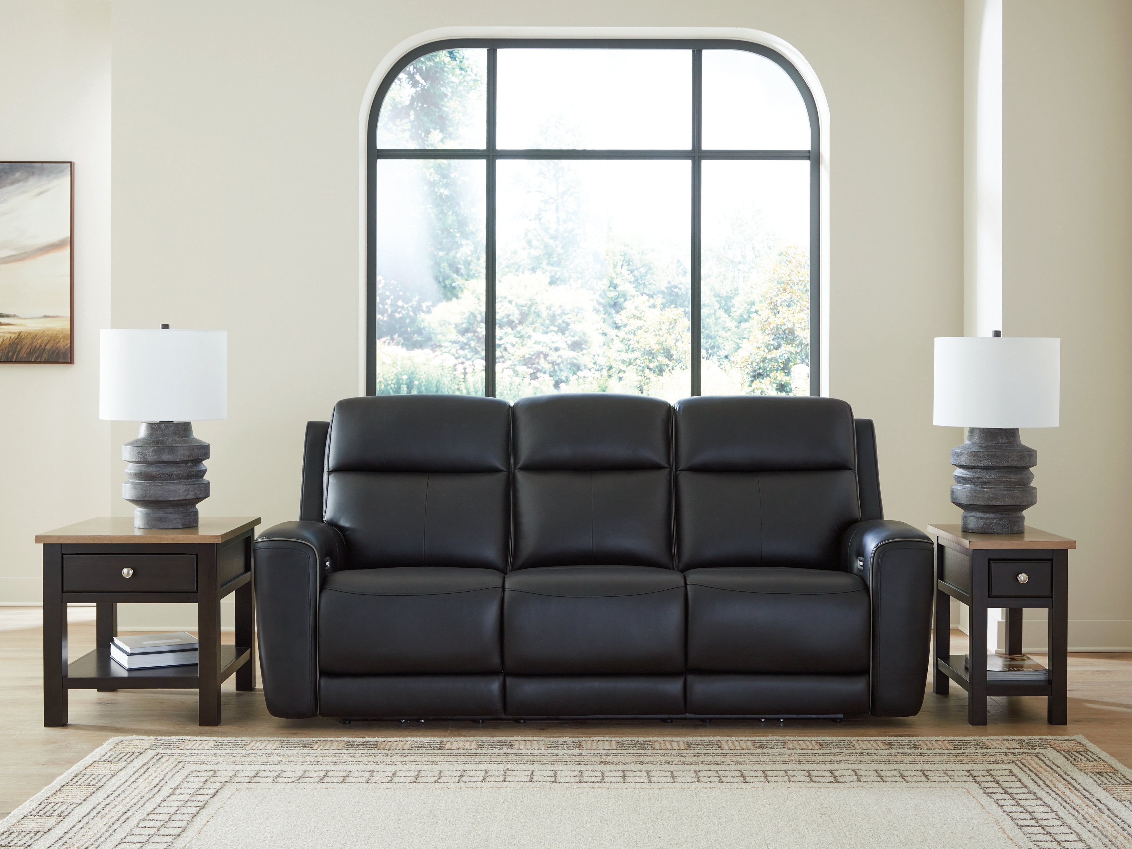 3 Brothers Decor - Ashley Furniture - 5Z-Comfort Living Room - PWR REC Sofa with ADJ Headrest / Onyx - PCU1090215