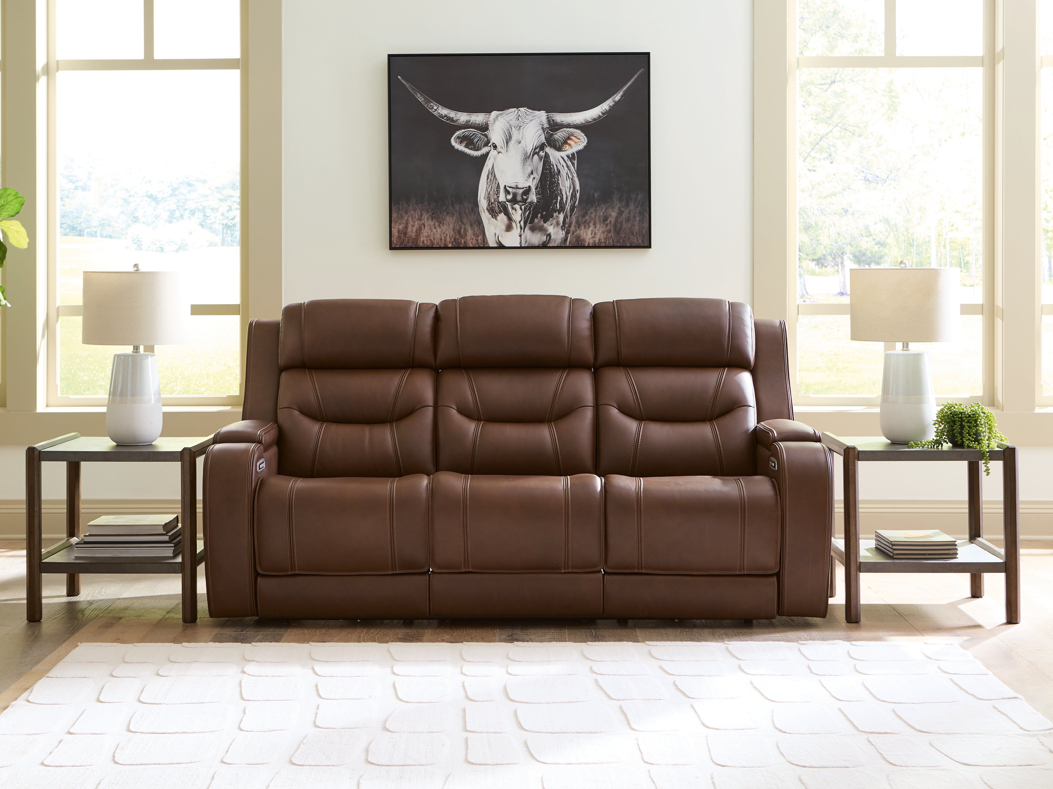 3 Brothers Decor - Ashley Furniture - Knightington Living Room - PWR REC Sofa w/Audio Seating / Brown - PCU1160215A