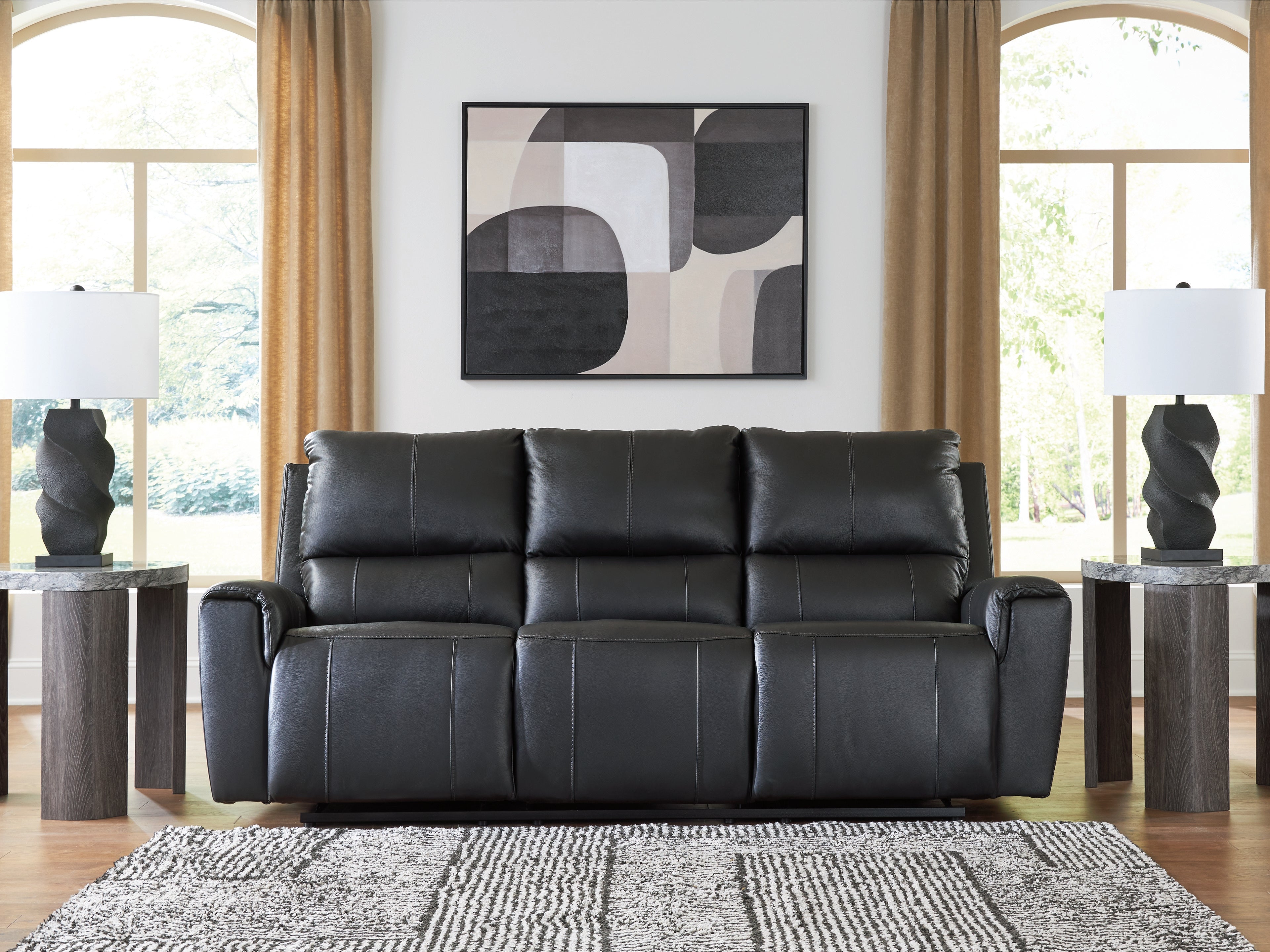3 Brothers Decor - Ashley Furniture - Glossmore Living Room - Reclining Sofa / Black - PCU1170088