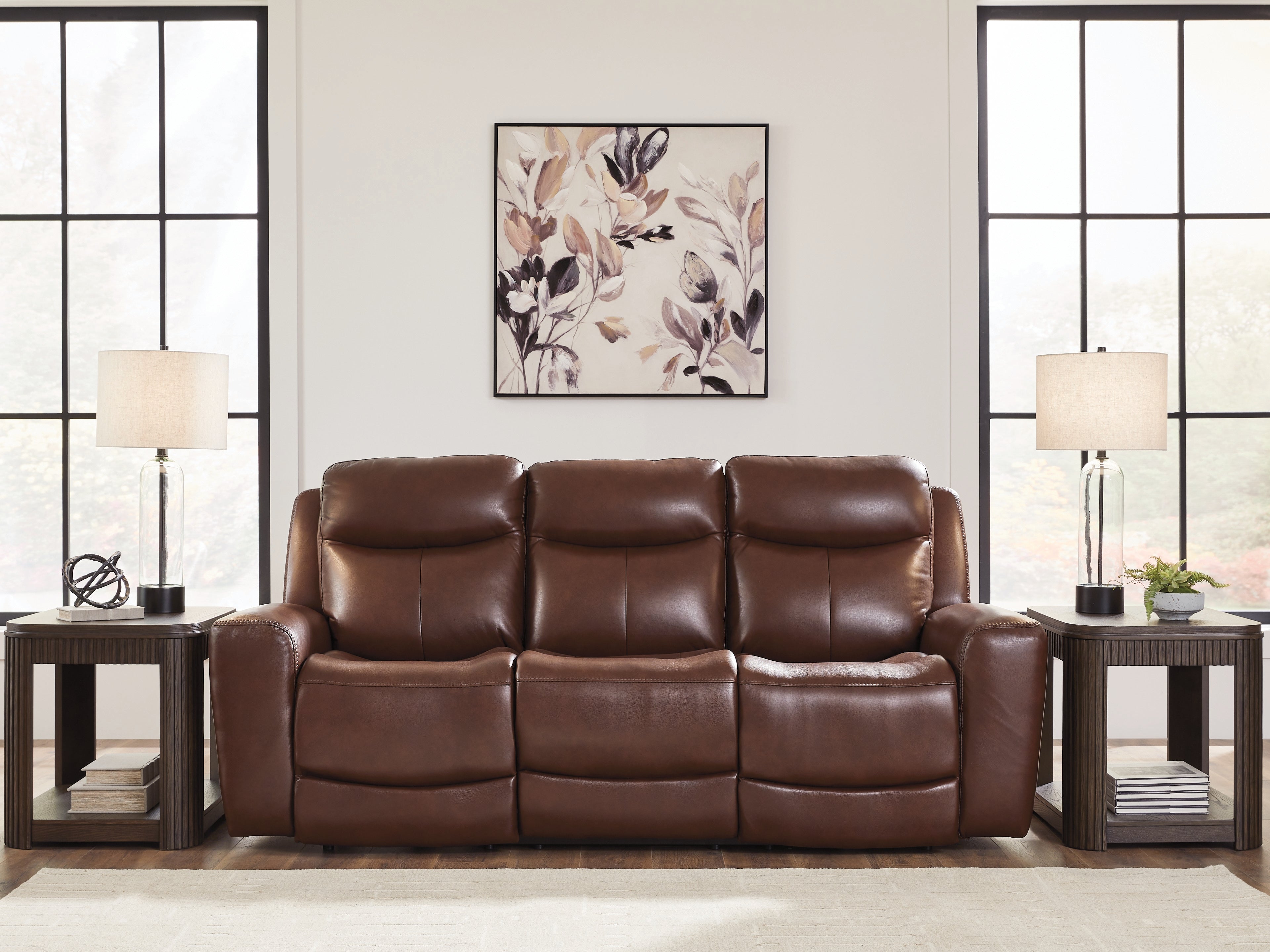 3 Brothers Decor - Ashley Furniture - Next Move Living Room - PWR REC Sofa with ADJ Headrest / Mahogany - PCU1210215