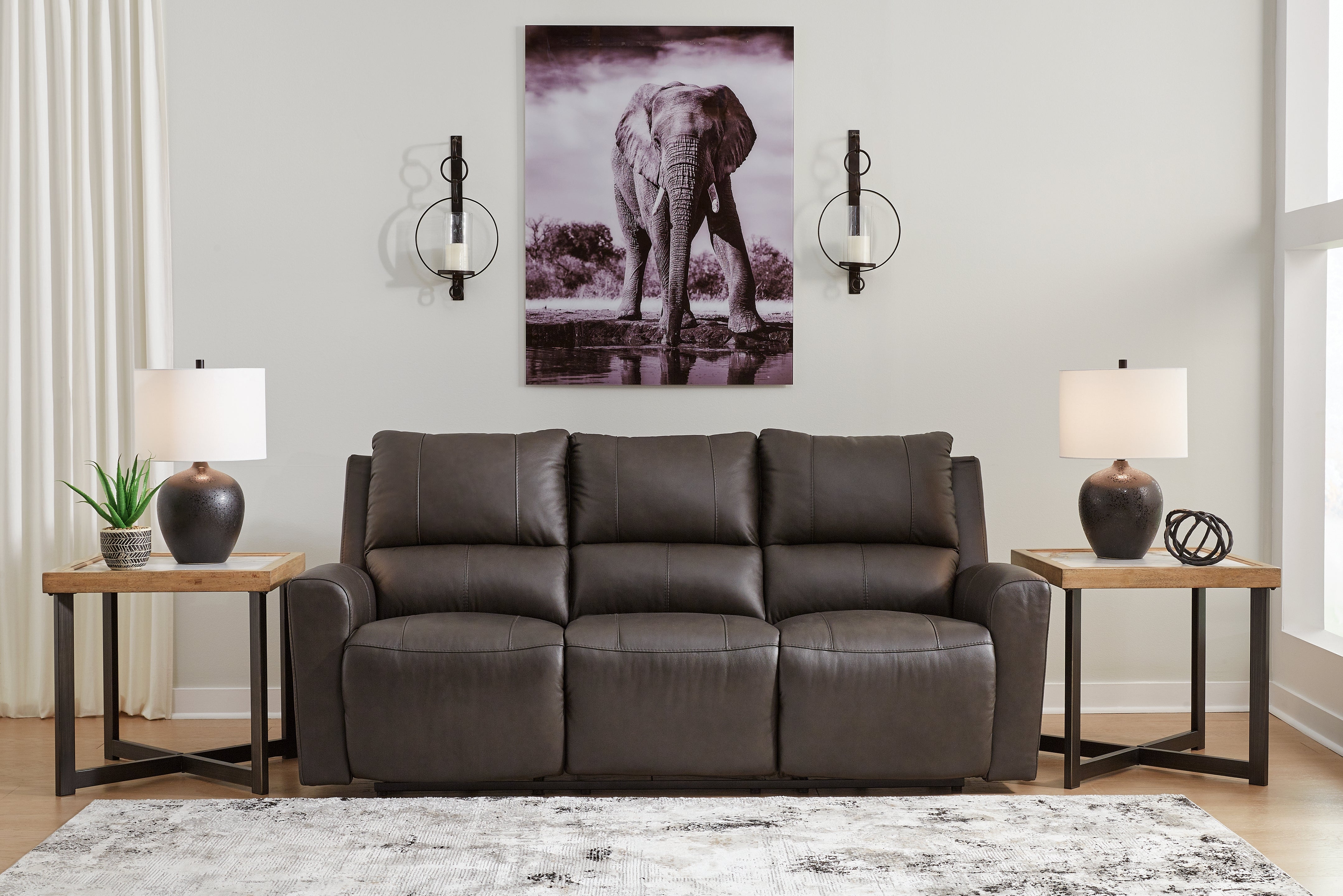 3 Brothers Decor - Ashley Furniture - Boxmere Living Room - Reclining Power Sofa / Storm - U1310087
