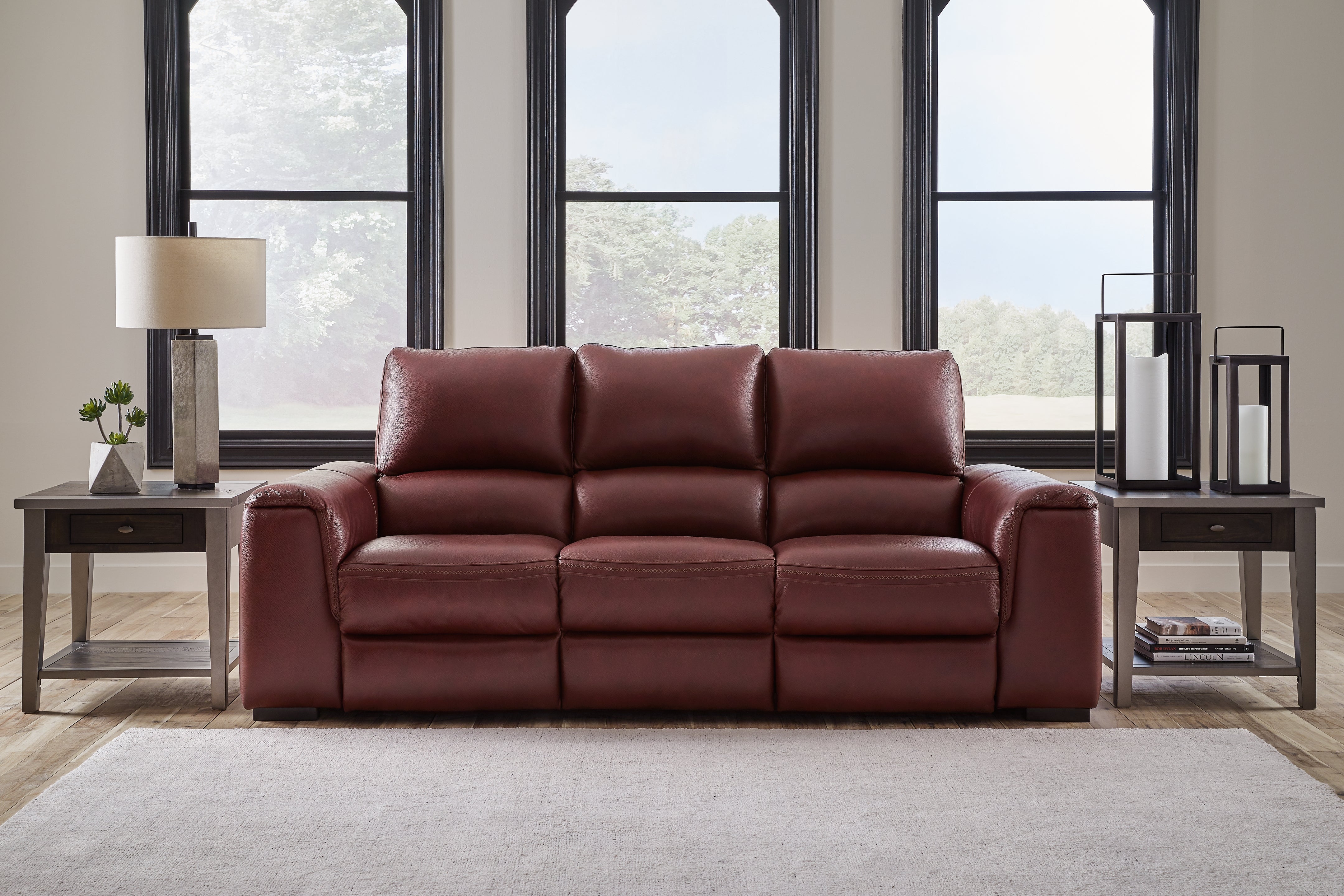 3 Brothers Decor - Ashley Furniture - Alessandro Living Room - PWR REC Sofa with ADJ Headrest / Garnet - U2550115