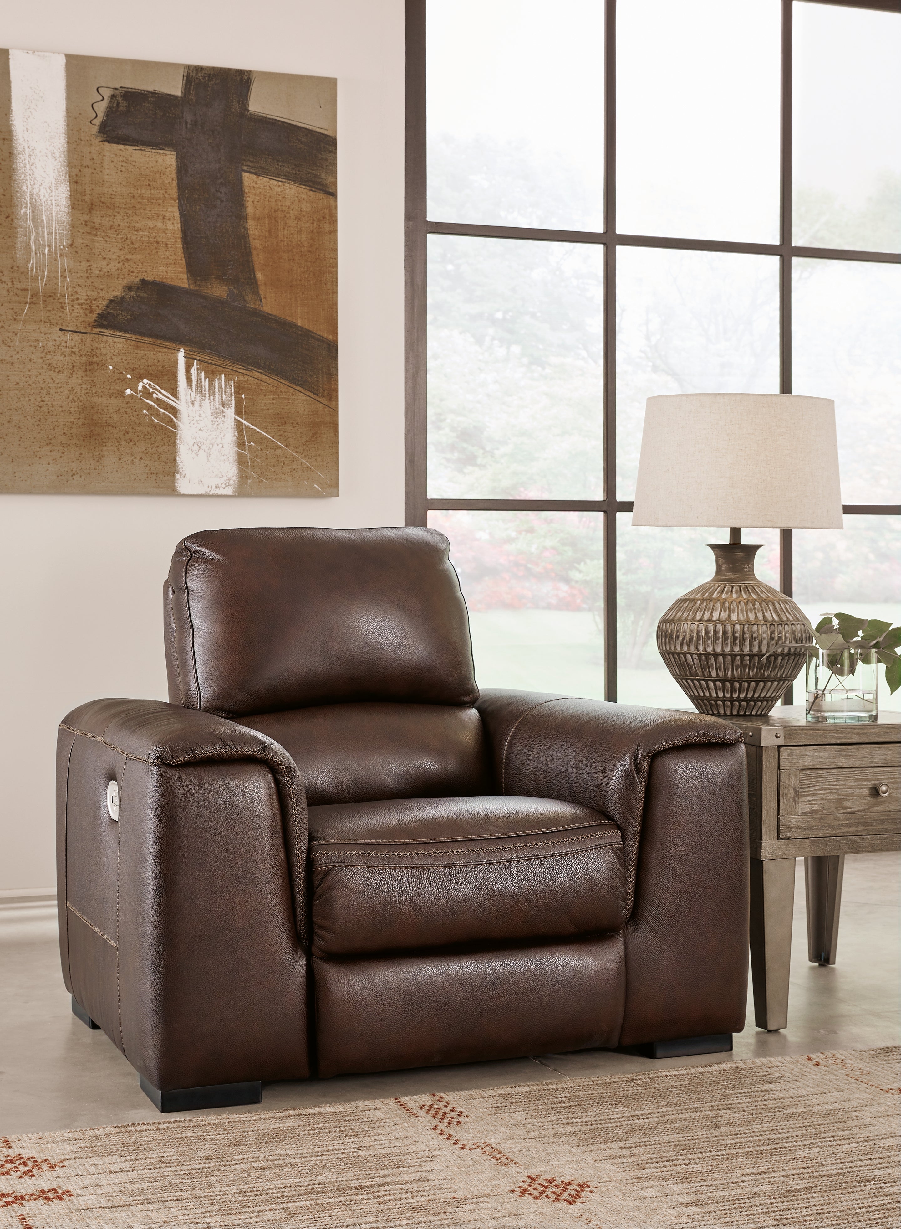 3 Brothers Decor - Ashley Furniture - Alessandro Living Room - PWR Recliner/ADJ Headrest / Walnut - U2550213
