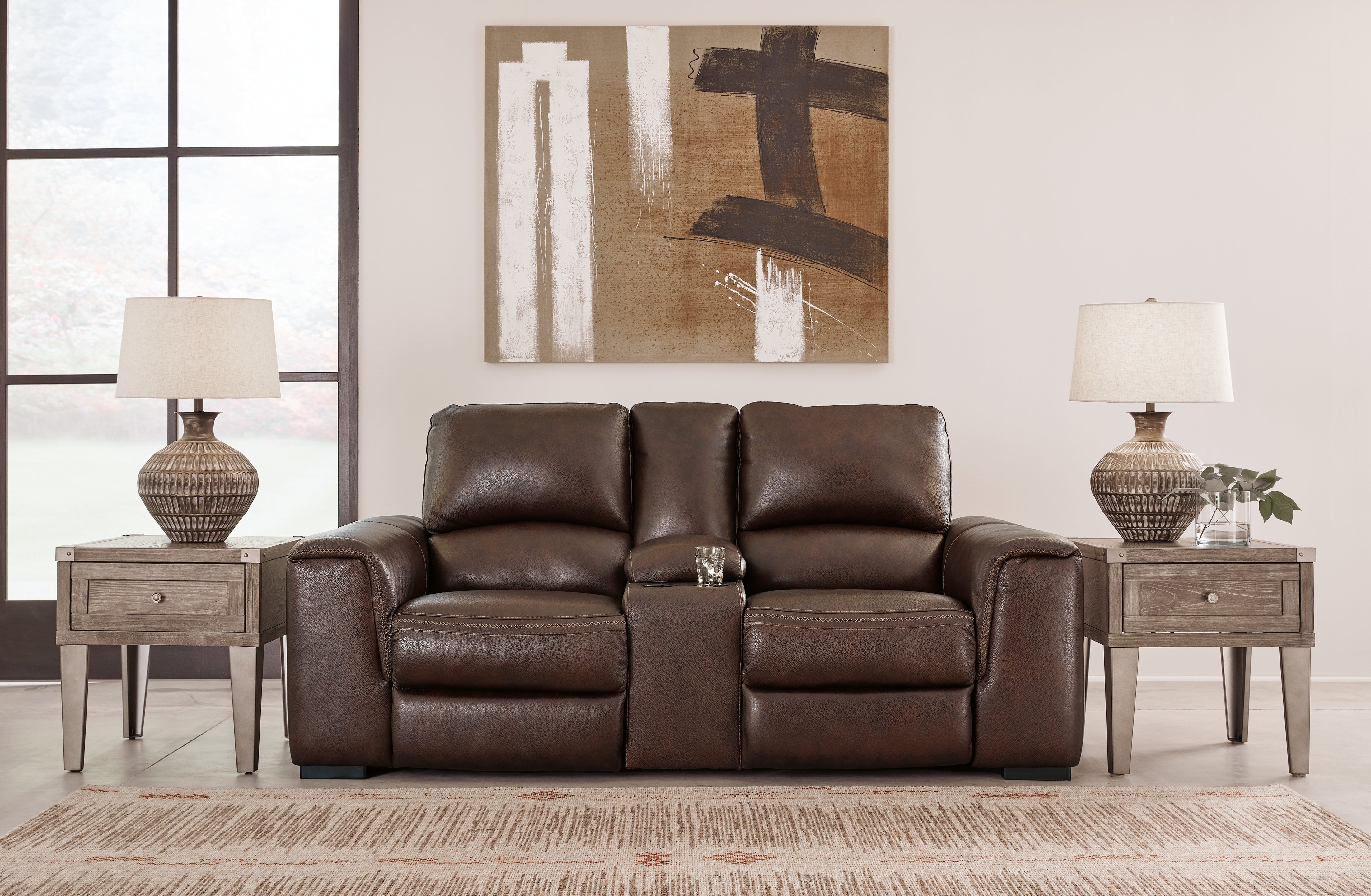 3 Brothers Decor - Ashley Furniture - Alessandro Living Room - PWR REC Loveseat/CON/ADJ HDRST / Walnut - U2550218