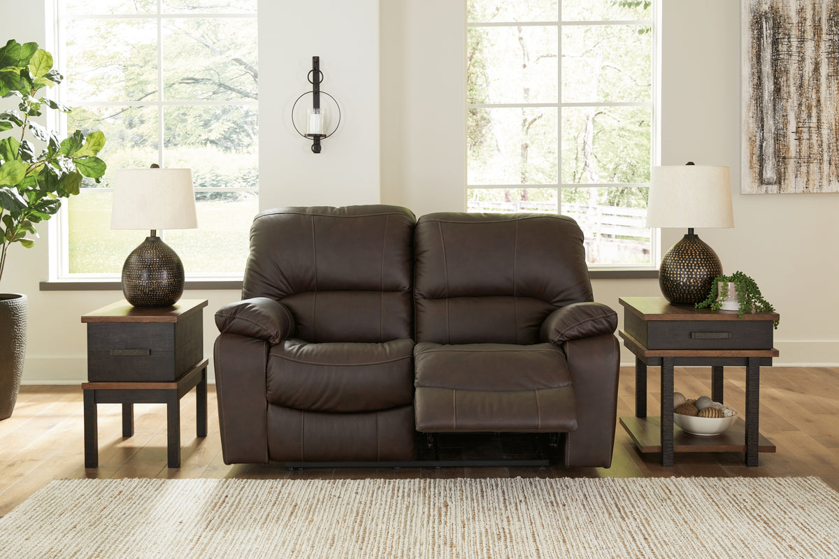 3 Brothers Decor - Ashley Furniture - Leesworth Living Room - Reclining Power Loveseat / Dark Brown - U4380874