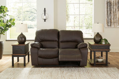 3 Brothers Decor - Ashley Furniture - Leesworth Living Room - Reclining Power Loveseat / Dark Brown - U4380874