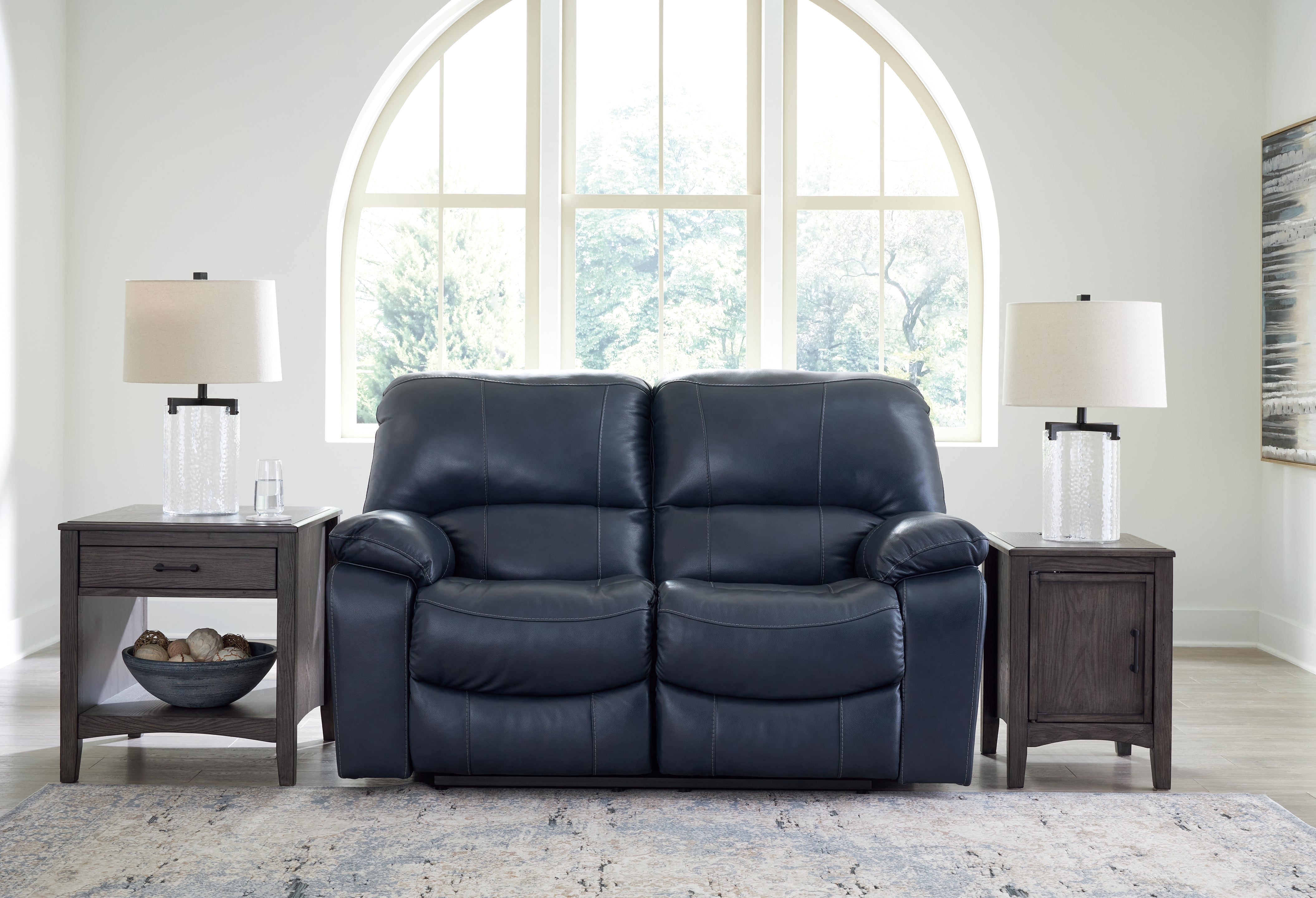 3 Brothers Decor - Ashley Furniture - Leesworth Living Room - Reclining Power Loveseat / Ocean - U4380974