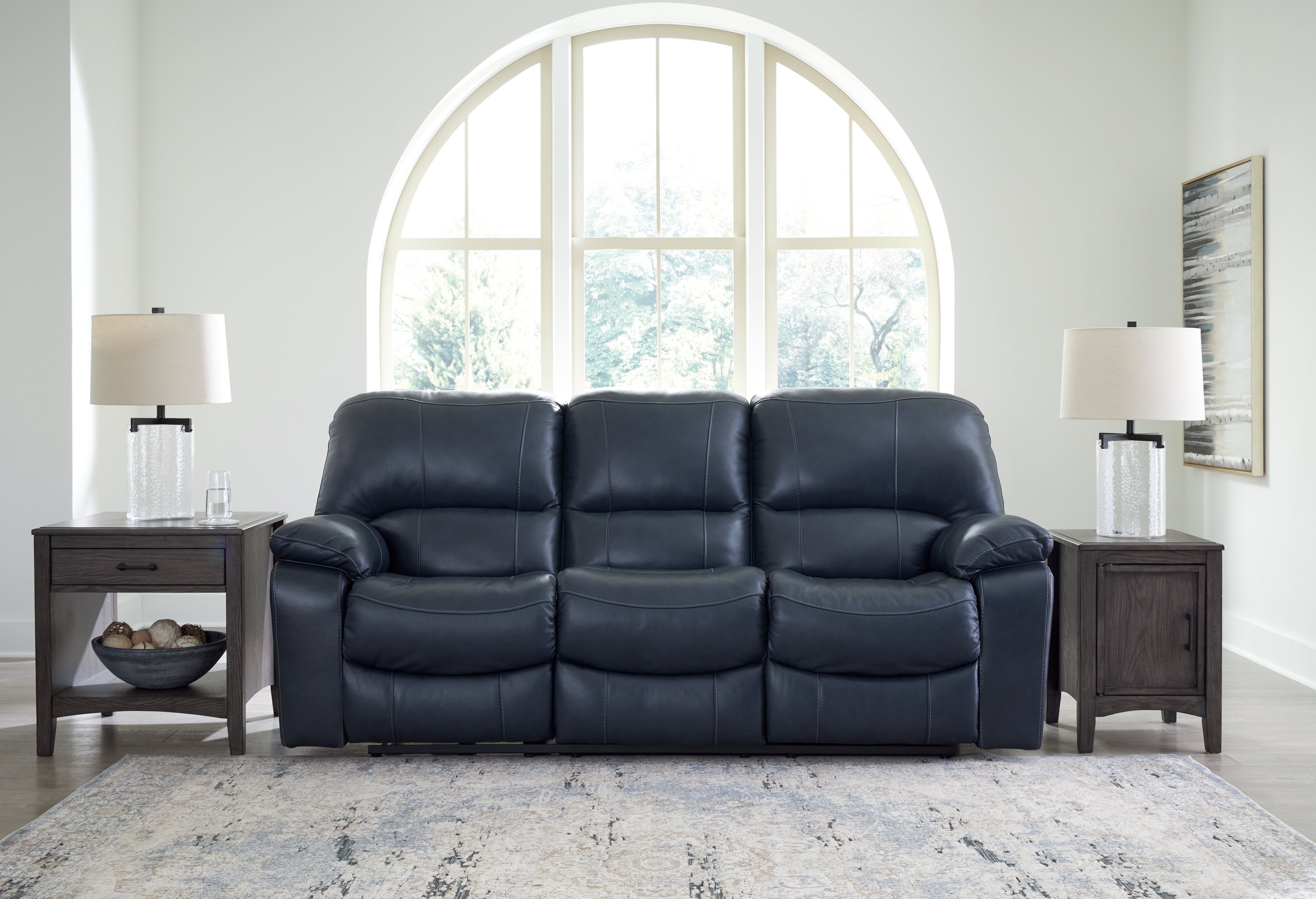 3 Brothers Decor - Ashley Furniture - Leesworth Living Room - Reclining Power Sofa / Ocean - U4380987