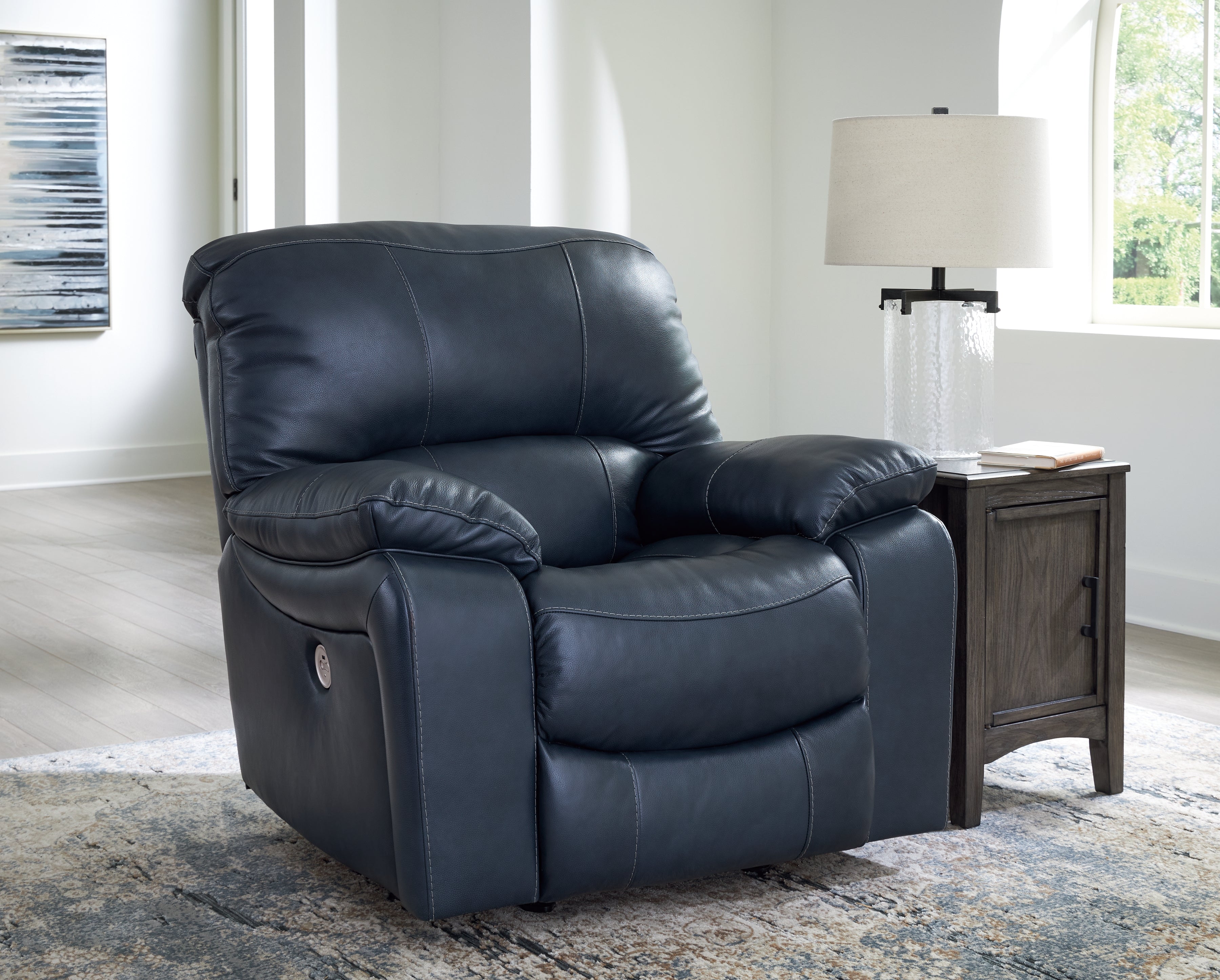 3 Brothers Decor - Ashley Furniture - Leesworth Living Room - Power Rocker Recliner / Ocean - U4380998