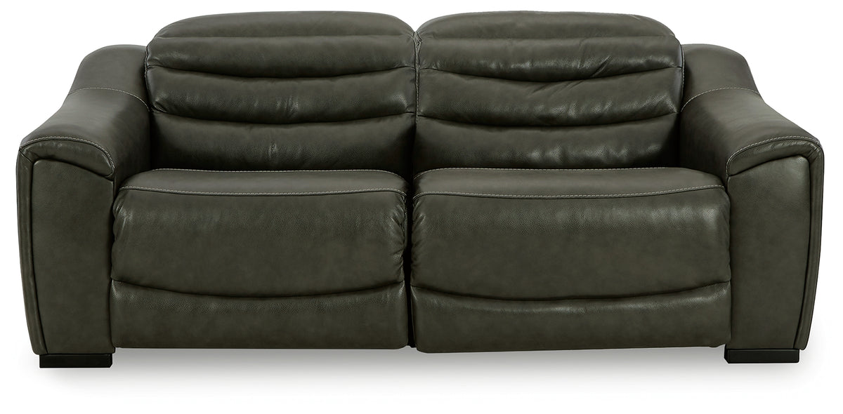 3 Brothers Decor - Ashley Furniture - Center Line Sectional - 2-Piece Power Reclining Sectional Loveseat / Dark Gray - U63404S1