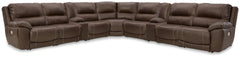 3 Brothers Decor - Ashley Furniture - Dunleith 9-Piece Power Reclining Sectional - 9-Piece Power Reclining Sectional / Chocolate - U71604S10