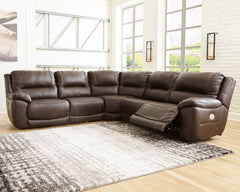 3 Brothers Decor - Ashley Furniture - Dunleith Sectional - 5-Piece Power Reclining Sectional / Chocolate - U71604S1