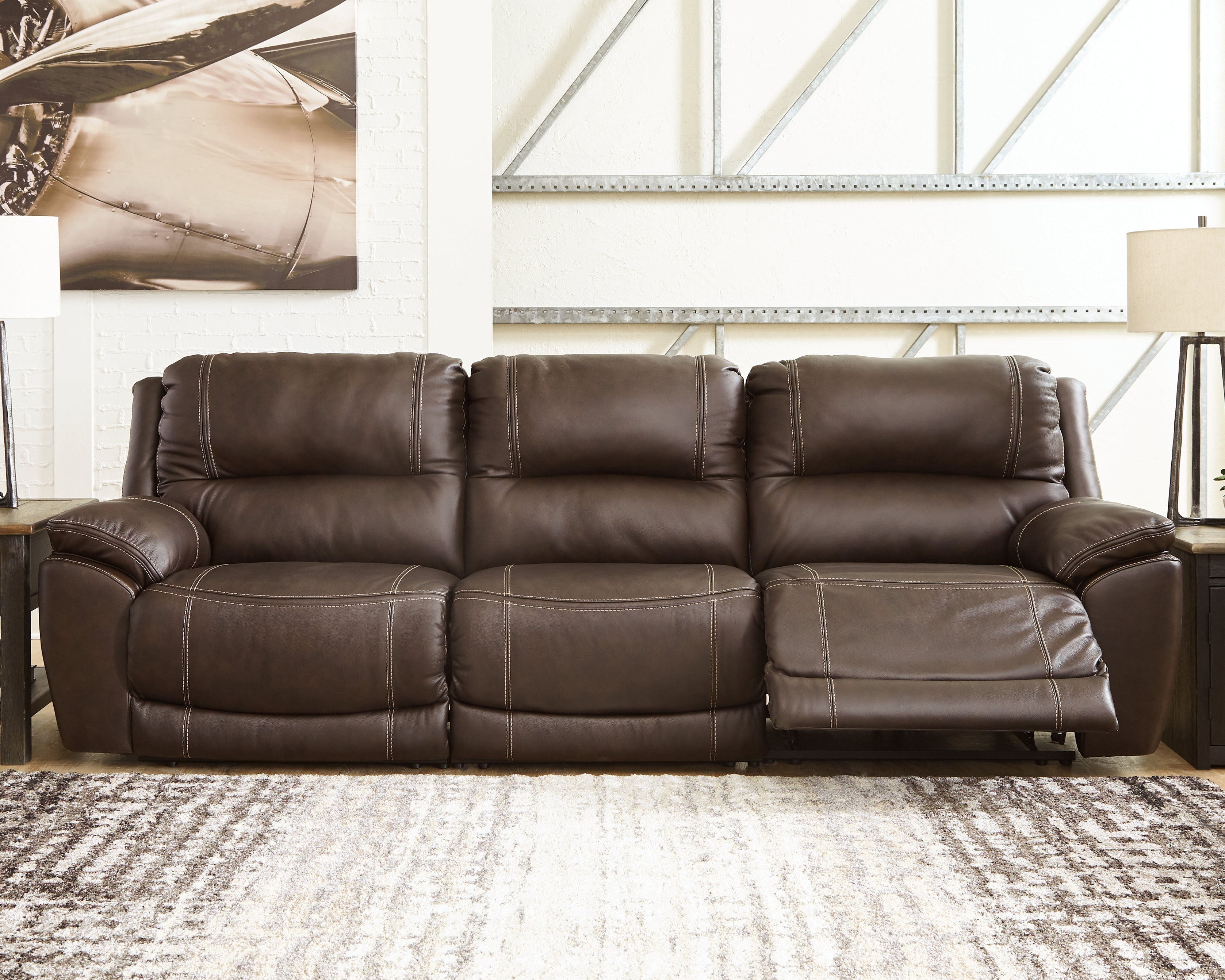 3 Brothers Decor - Ashley Furniture - Dunleith Sectional - 3-Piece Power Reclining Sofa / Chocolate - U71604S5