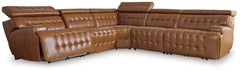 3 Brothers Decor - Ashley Furniture - Temmpton Sectional - 3-Piece Power Reclining Sectional Loveseat with Console / Chocolate - U92708S2