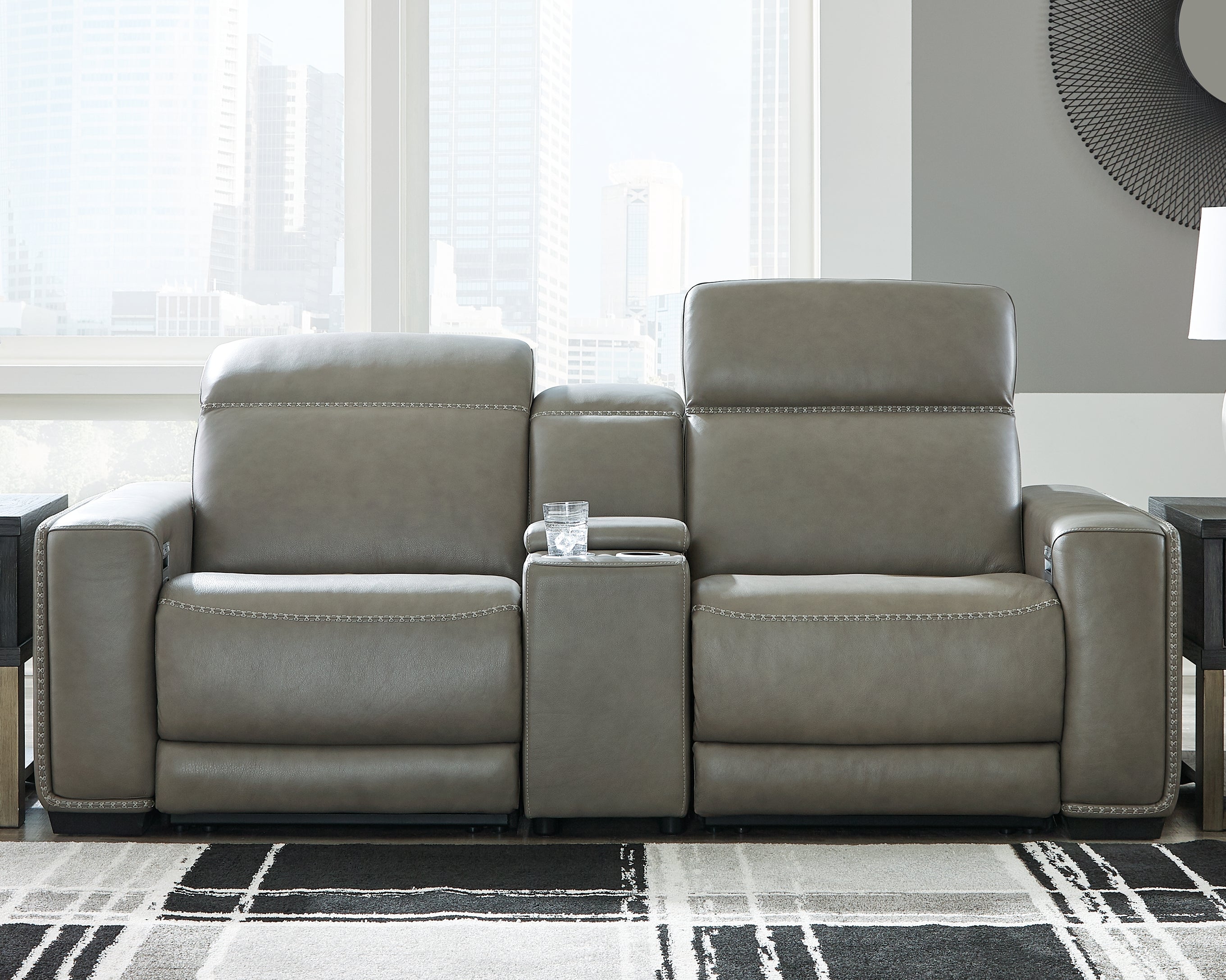 3 Brothers Decor - Ashley Furniture - Correze Sectional - 3-Piece Power Reclining Sectional Loveseat / Gray - U94202S3