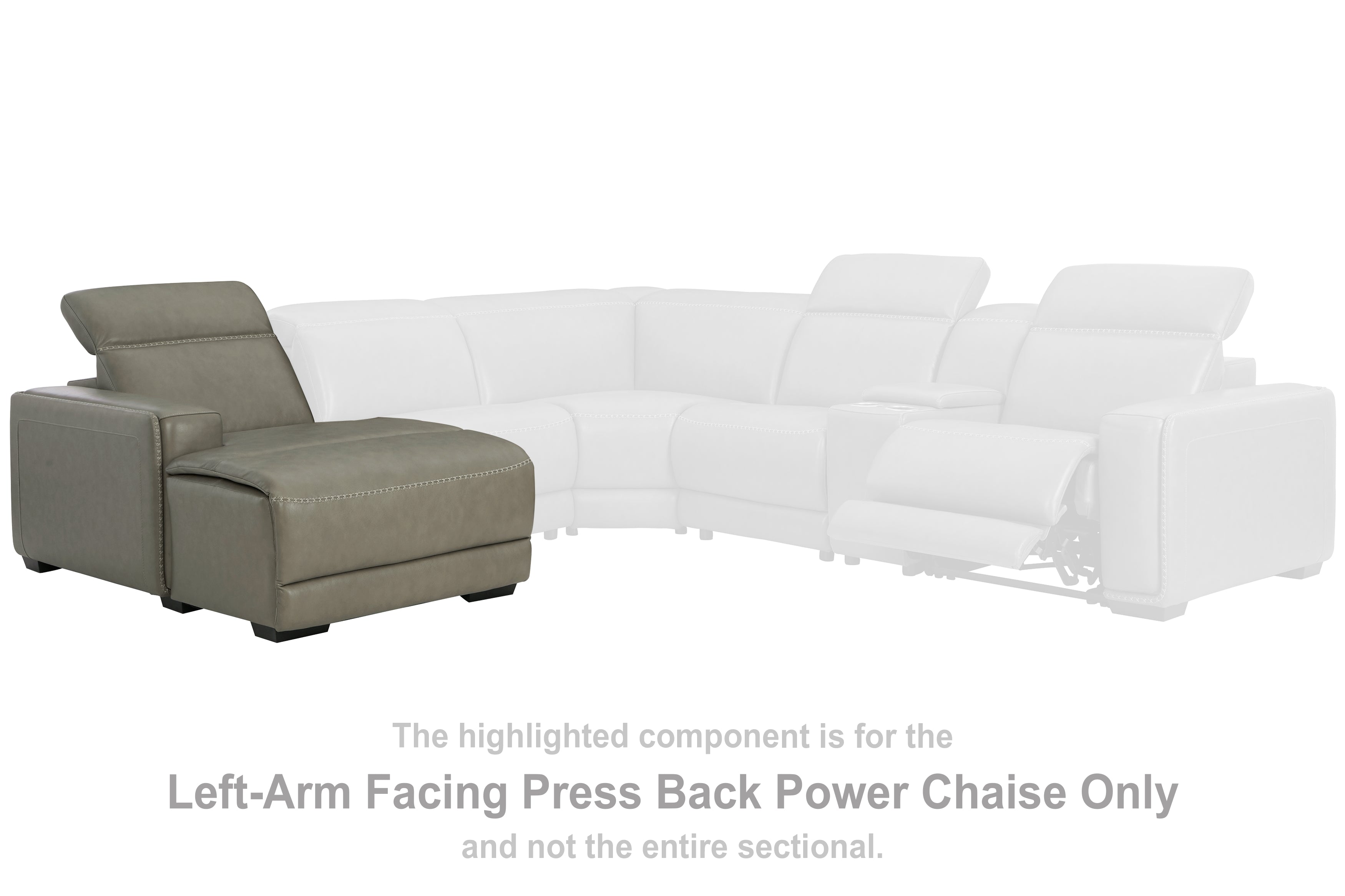 3 Brothers Decor - Ashley Furniture - Correze Sectional - LAF PWR Reclining Back Chaise / Gray - U9420279