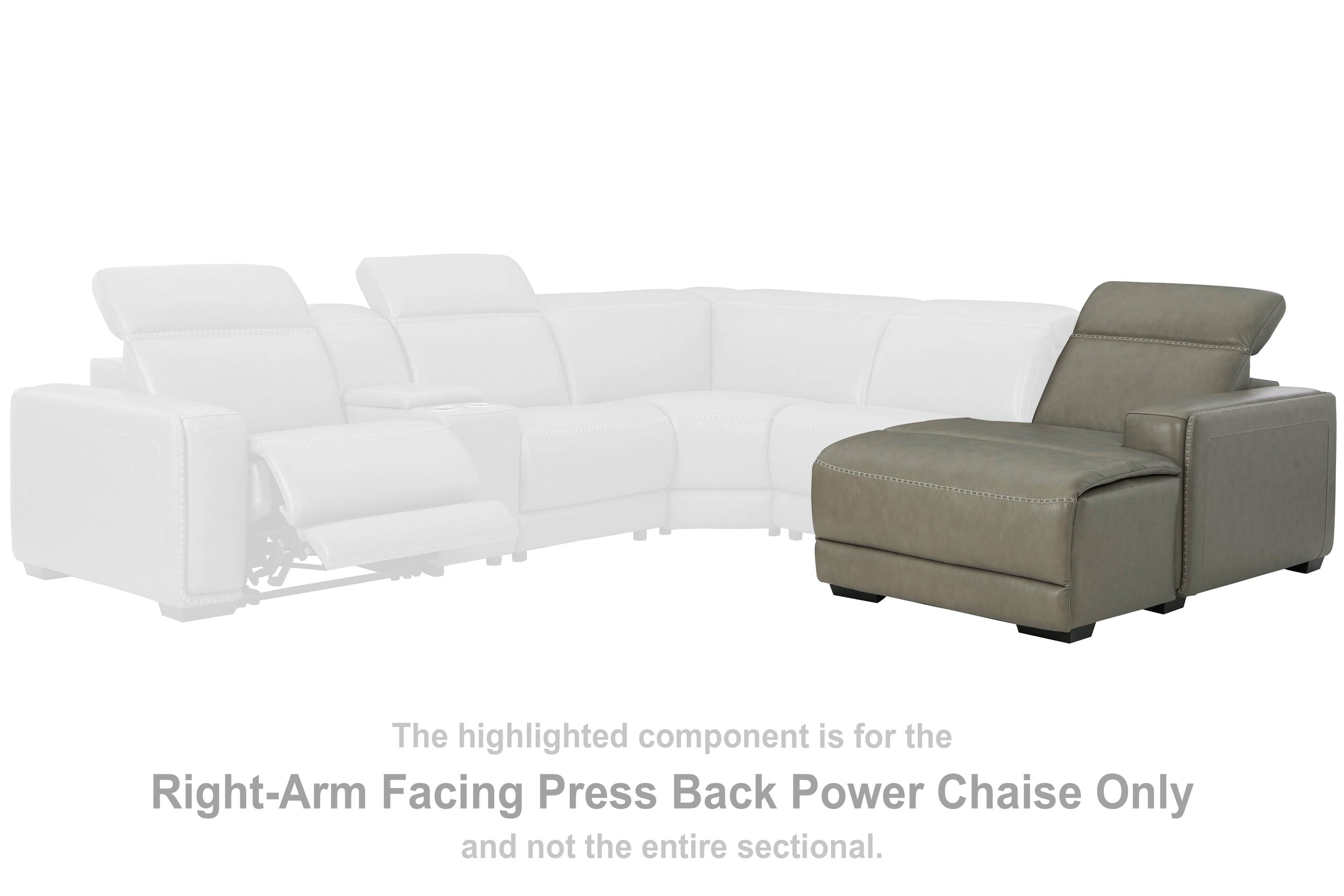 3 Brothers Decor - Ashley Furniture - Correze Sectional - RAF PWR Reclining Back Chaise / Gray - U9420297