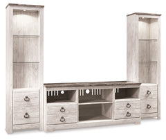 3 Brothers Decor - Ashley Furniture - Willowton 3-Piece Entertainment Center - 3-Piece Entertainment Center / Whitewash - W267W16