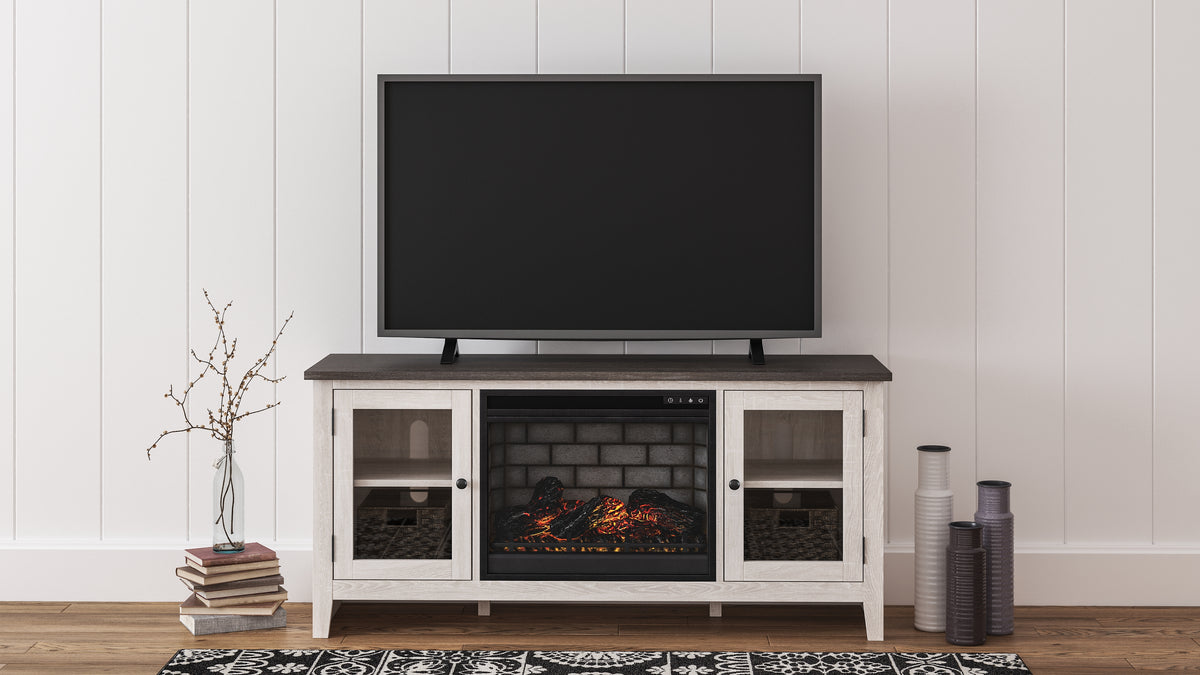 3 Brothers Decor - Ashley Furniture - Dorrinson 60" TV Stand with Electric Fireplace - 60" TV Stand with Electric Fireplace / Two-tone - W287W3