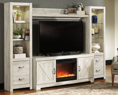 3 Brothers Decor - Ashley Furniture - Bellaby 4-Piece Entertainment Center with Fireplace - 4-Piece Entertainment Center with Fireplace / Whitewash - W331W5