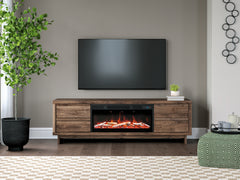 3 Brothers Decor - Ashley Furniture - Zadilyn 72" TV Stand with Electric Fireplace - 72" TV Stand with Electric Fireplace / Brown - W3367W1