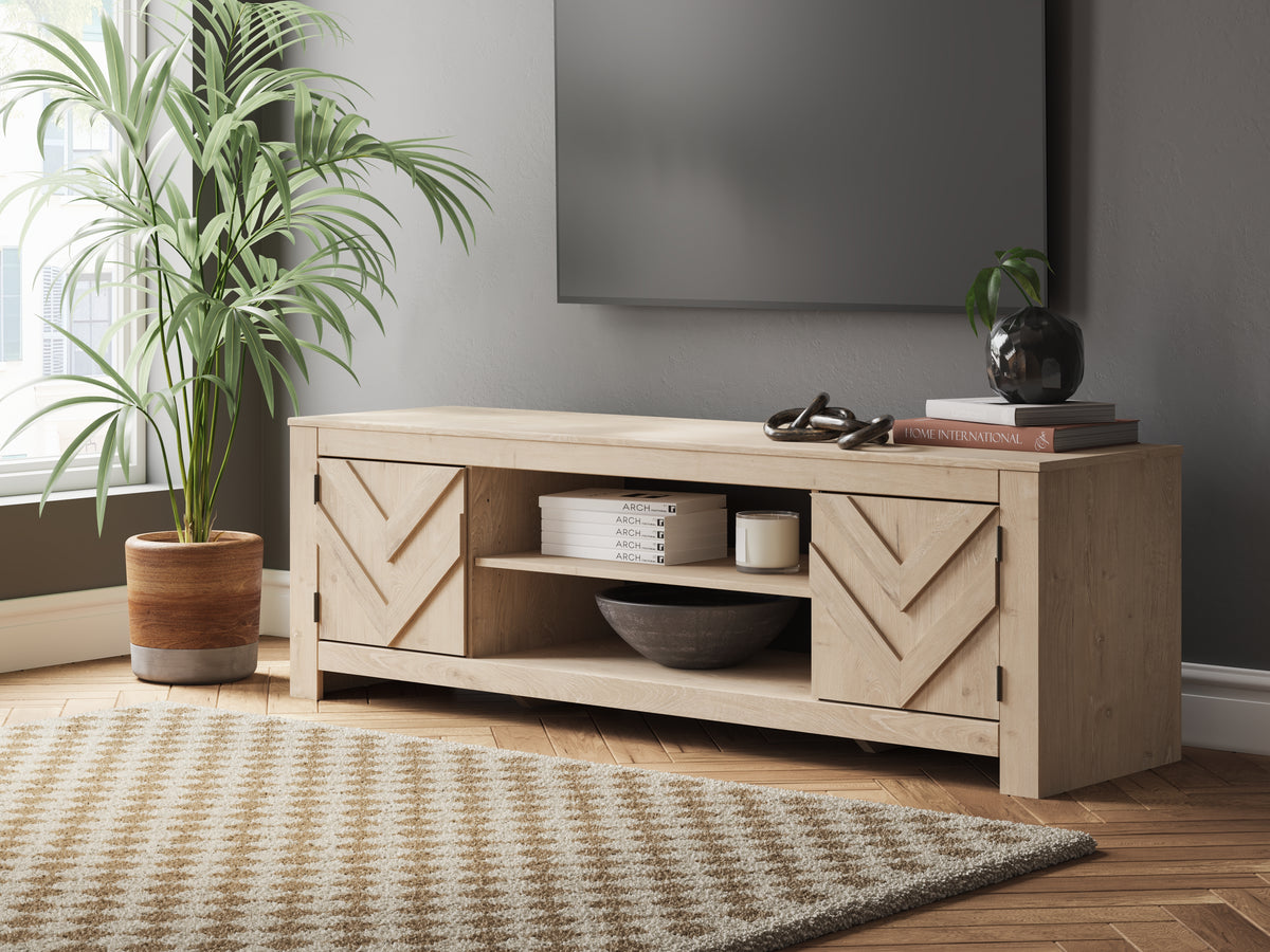 3 Brothers Decor - Ashley Furniture - Cayboni TV Stand - 71" / Tan - W3787-68