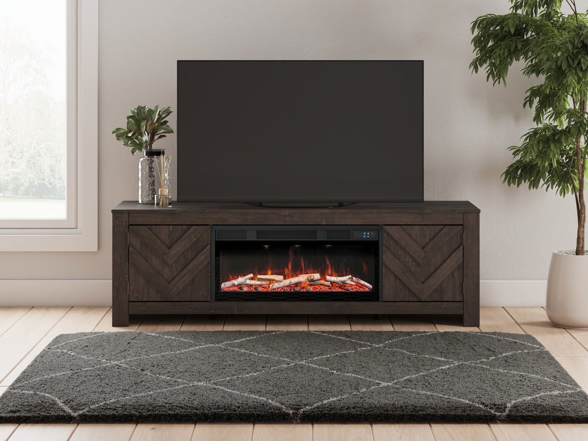 3 Brothers Decor - Ashley Furniture - Cayboni 71" TV Stand with Electric Fireplace - 71" TV Stand with Electric Fireplace / Black - W3789W1