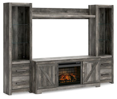 3 Brothers Decor - Ashley Furniture - Wynnlow 4-Piece Entertainment Center with Electric Fireplace - 4-Piece Entertainment Center with Electric Fireplace / Gray - W440W8