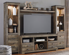 3 Brothers Decor - Ashley Furniture - Trinell Entertainment Center - 4-Piece Entertainment Center / Brown - W446W2