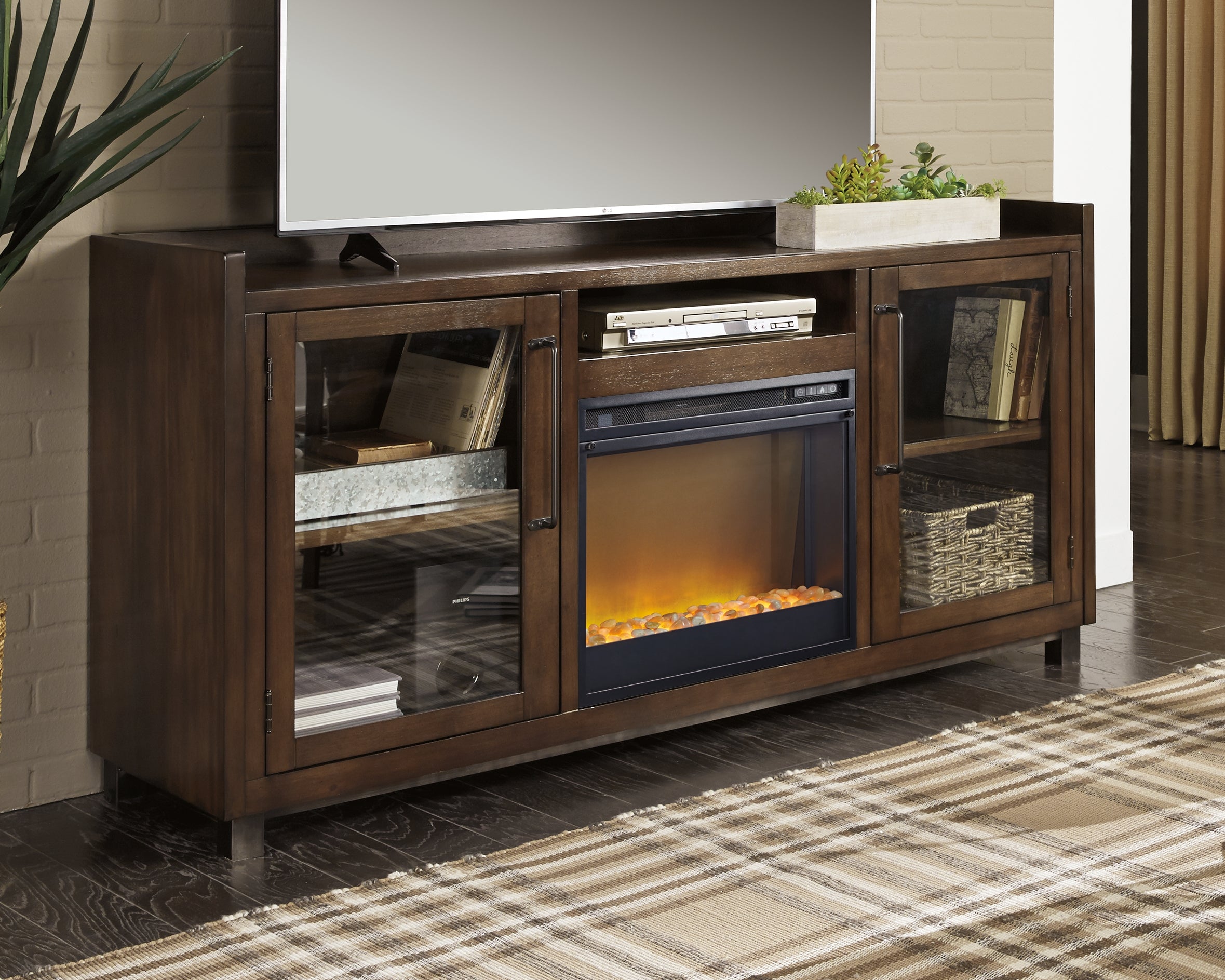 3 Brothers Decor - Ashley Furniture - Starmore 70" TV Stand with Electric Fireplace - 70" TV Stand with Electric Fireplace / Brown - W633W4