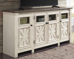 3 Brothers Decor - Ashley Furniture - Bolanburg 74" TV Stand - 74" / White/Weathered Gray - W647-60