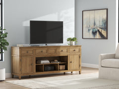 3 Brothers Decor - Ashley Furniture - Sharlance 81" TV Stand - 81" / Light Brown - W655-68