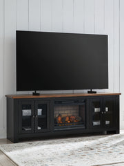 3 Brothers Decor - Ashley Furniture - Wildenauer 76" TV Stand with Electric Fireplace - 76" TV Stand with Electric Fireplace / Brown/Black - W664W1