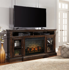 3 Brothers Decor - Ashley Furniture - Roddinton 72" TV Stand with Electric Fireplace - 72" TV Stand with Electric Fireplace / Dark Brown - W701W8