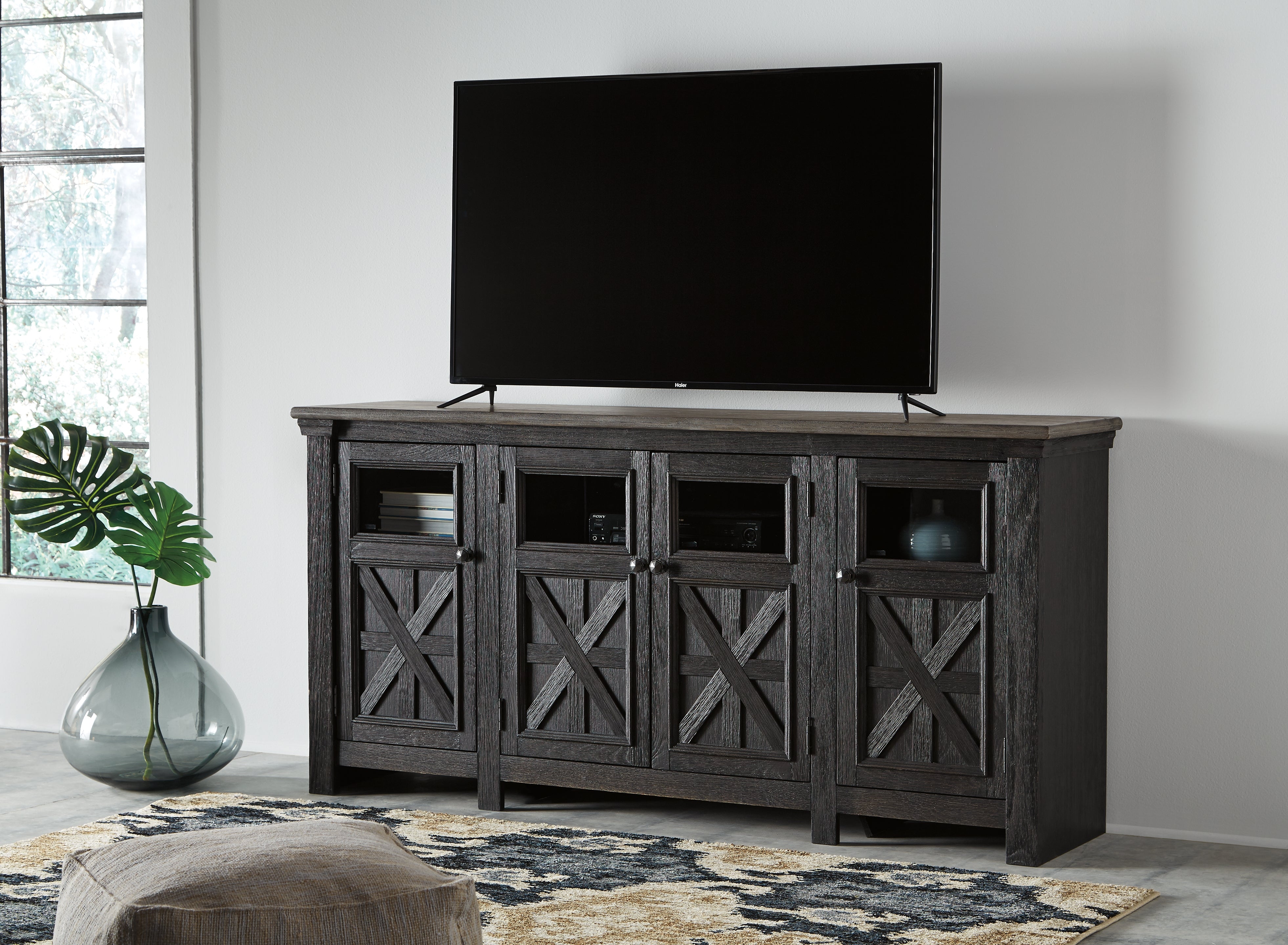 3 Brothers Decor - Ashley Furniture - Tyler Creek 74" TV Stand - 74" / Black/Gray - W736-68