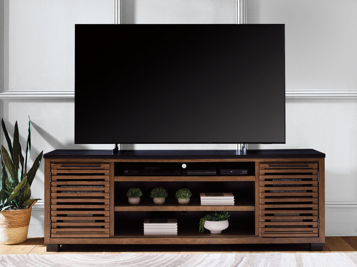 3 Brothers Decor - Ashley Furniture - Kallari 84" TV Stand - 84" / Warm Brown/Black - W737-78