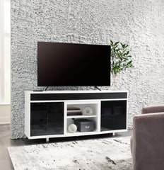 3 Brothers Decor - Ashley Furniture - Gardoni 72" TV Stand - 72" / White/Black - W756-68