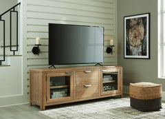 3 Brothers Decor - Ashley Furniture - Rencott 80" TV Stand - 80" / Light Brown - W781-68