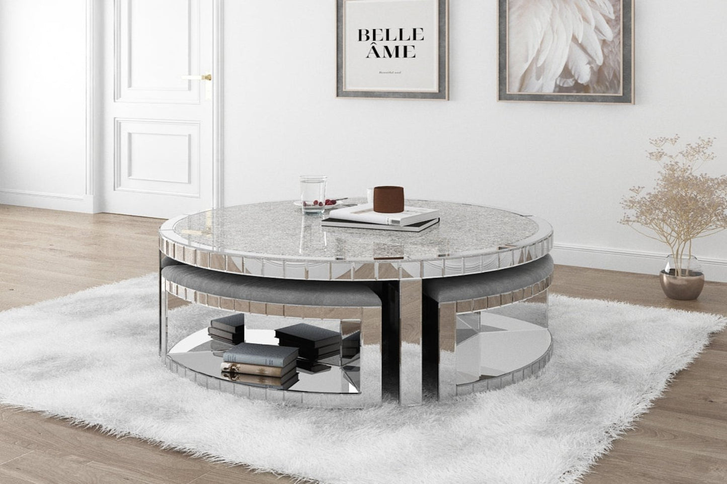 Round Coffee Table with stools