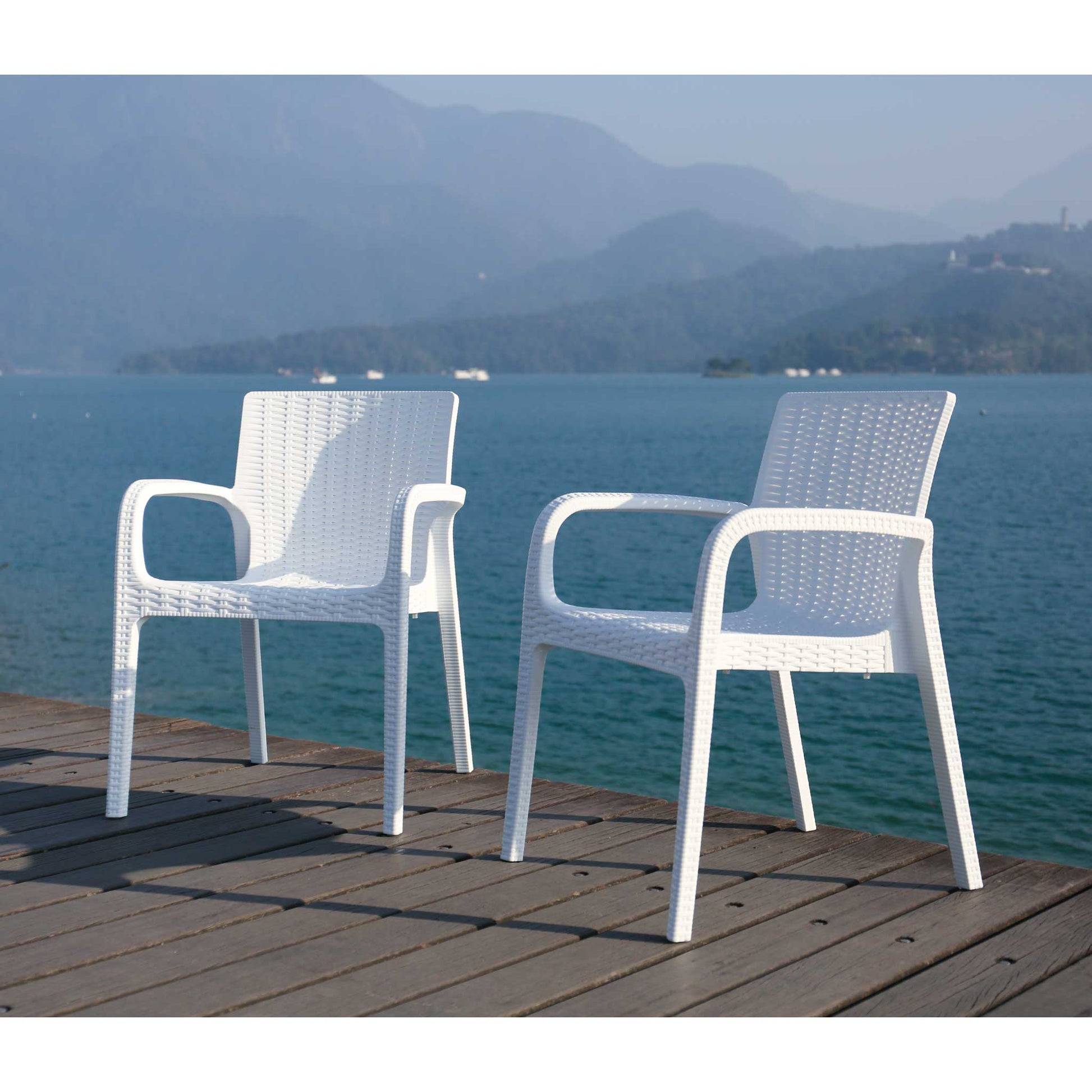 LAGOON KOPPLA STACK-ABLE RATTAN DINNING ARM CHAIR 2 pcs / set