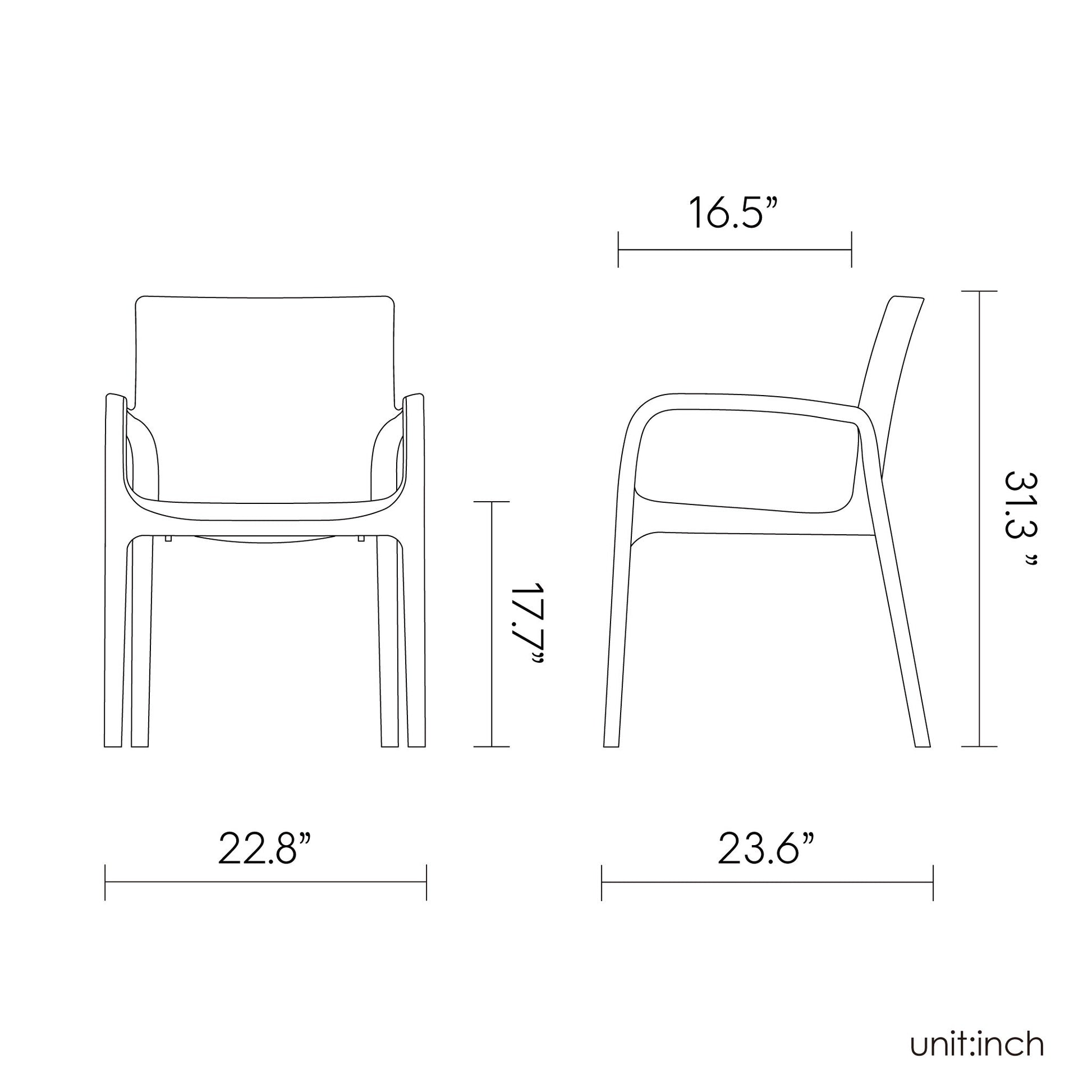 LAGOON ALISSA STACK-ABLE DINNING ARM CHAIR 2 pcs / set