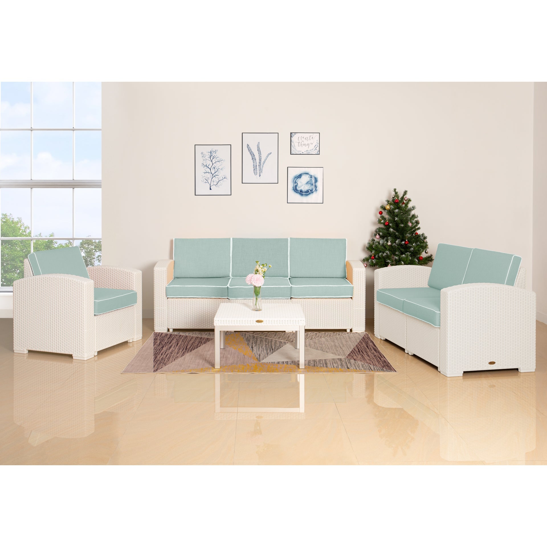 Lagoon MAGNOLIA 4 pcs Patio Furniture Set with Blue Cushions