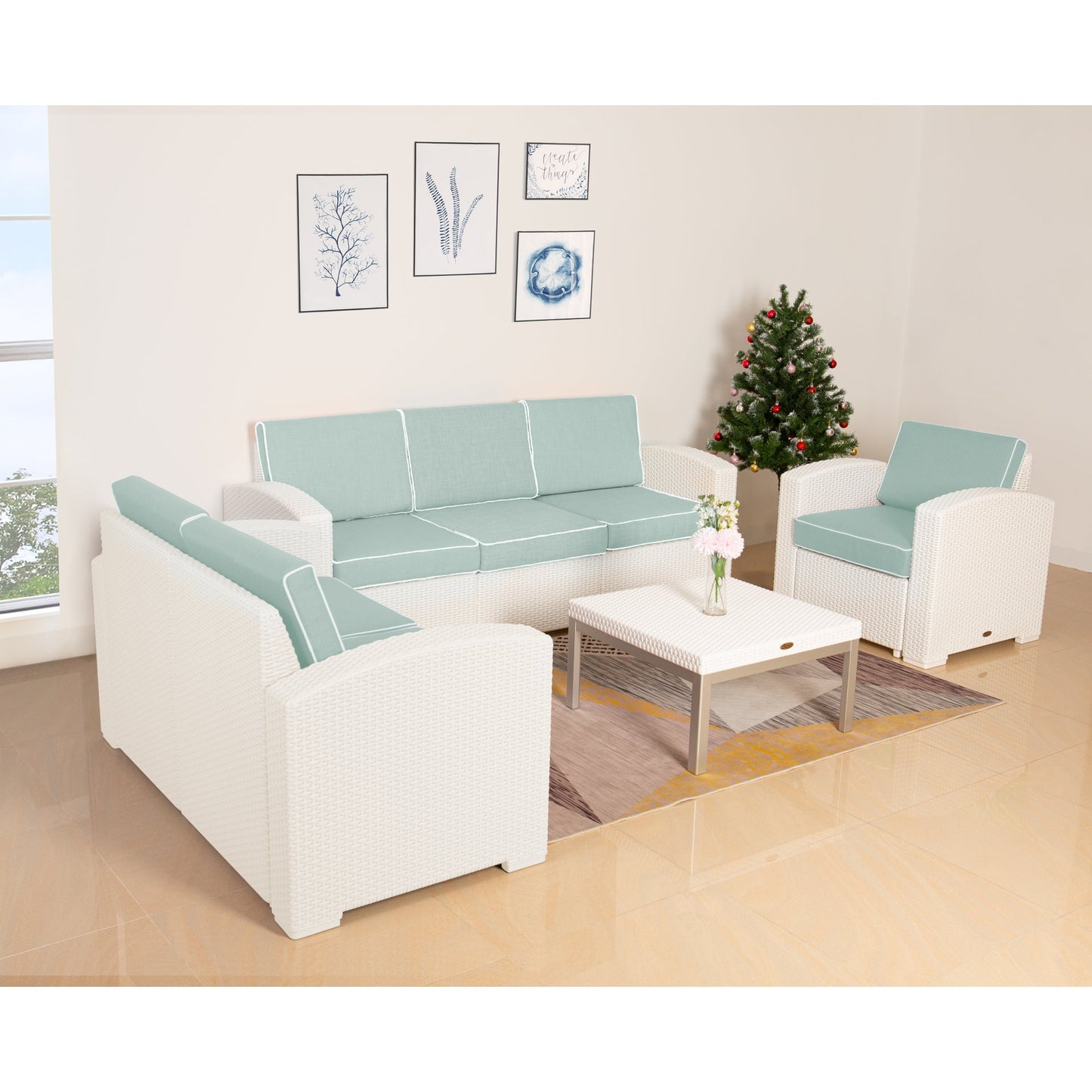 Lagoon MAGNOLIA 4 pcs Patio Furniture Set with Blue Cushions