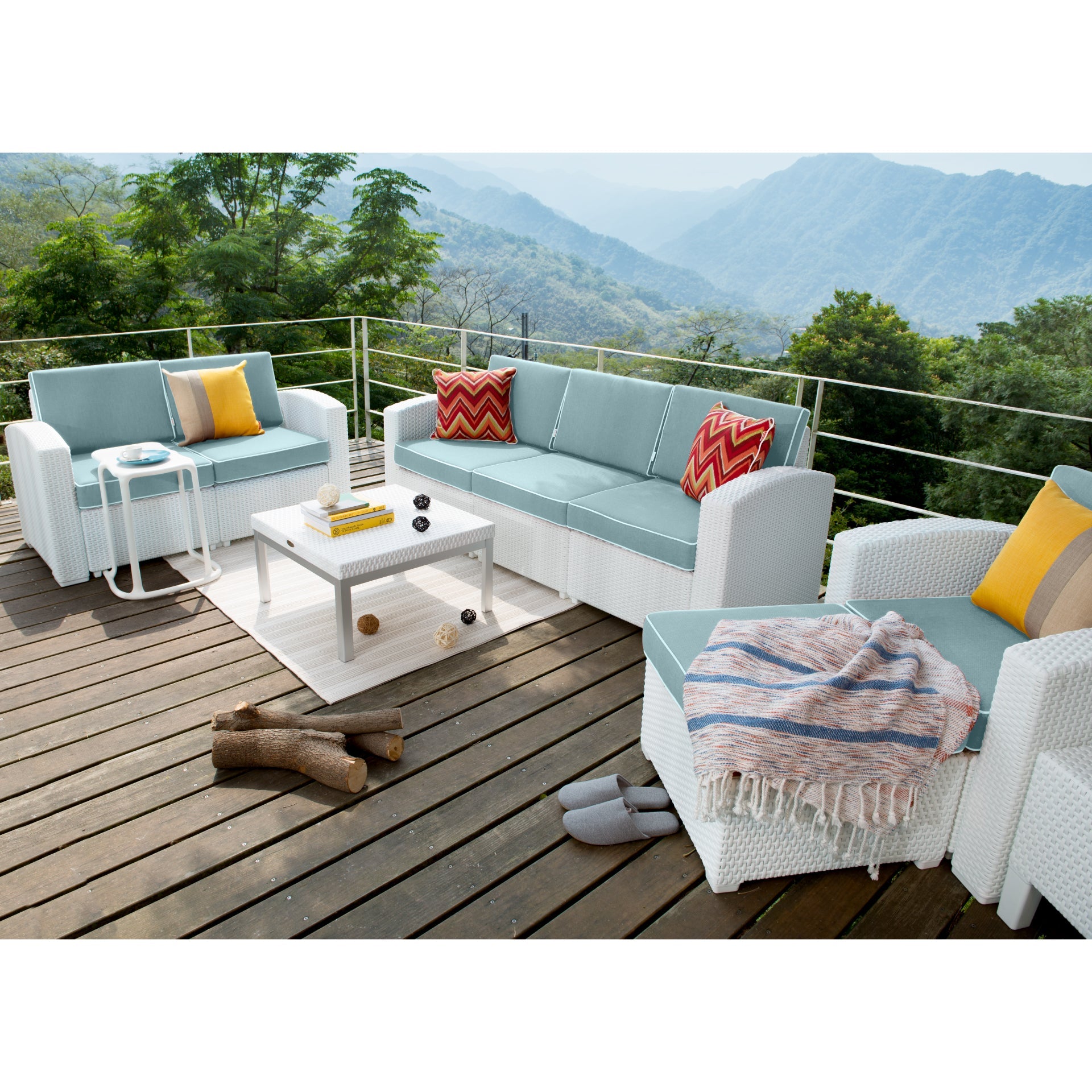 Lagoon MAGNOLIA 6 pcs Patio Furniture Set with Blue Cushions